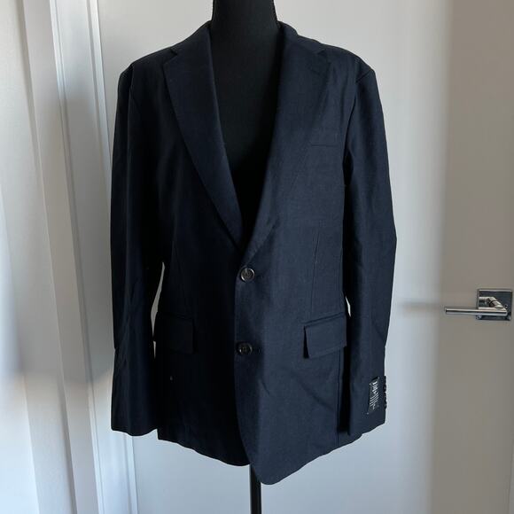 J Crew Ludlow Slim Fit Suit Jacket In English Cotton Wool Blend 40S Navy - Picture 1 of 16